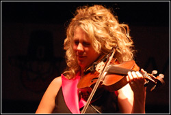 Donnell Leahy and Natalie MacMaster at Milwaukee Irish Fest - August 15, 2009.  Photo by James Fidler.