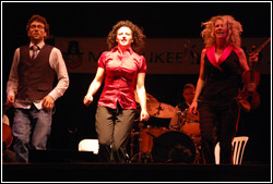 Donnell Leahy and Natalie MacMaster at Milwaukee Irish Fest - August 15, 2009.  Photo by James Fidler.