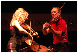 Donnell Leahy and Natalie MacMaster at Milwaukee Irish Fest - August 15, 2009.  Photo by James Fidler.