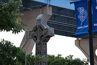 Irish cross and Irish Fest sign